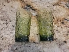 Vintage Anchor Hocking Ripple Lido Drink Glass Set of 2 6.5" 12oz Avocado Green