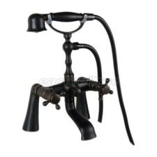 Black Oil Rubbed Brass Clawfoot Bath Tub Faucet w/Hand Shower Deck Mount Ehg016
