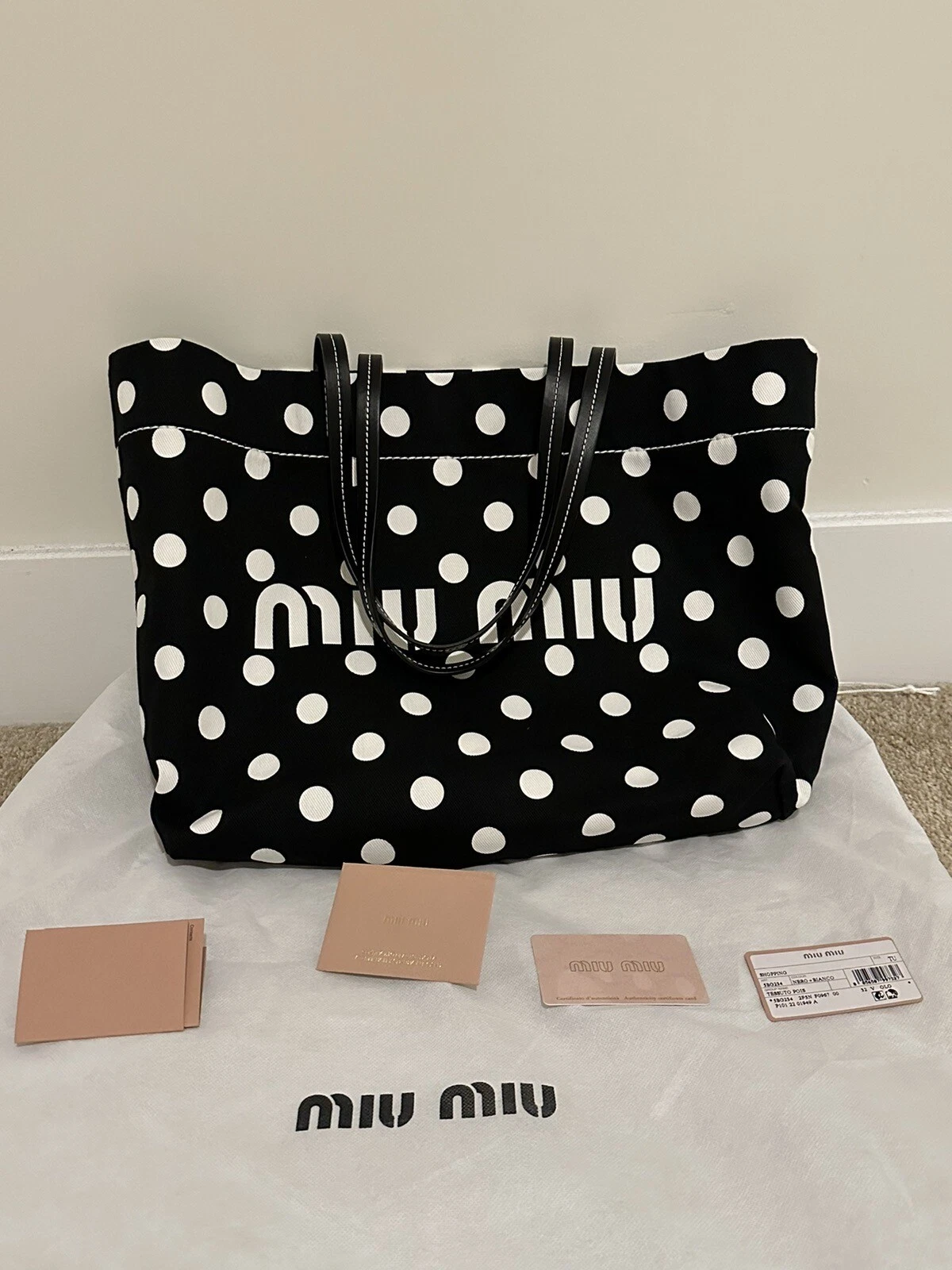 Miu Miu — MIUMIU Polka Dot Shopping Tote Bag
