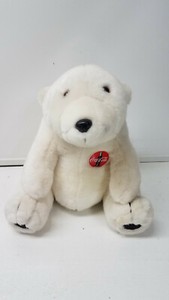 VTG 1993 Sitting 13” Coca-Cola Plush Polar Bear W/Button Stuffed PLUSH Animal