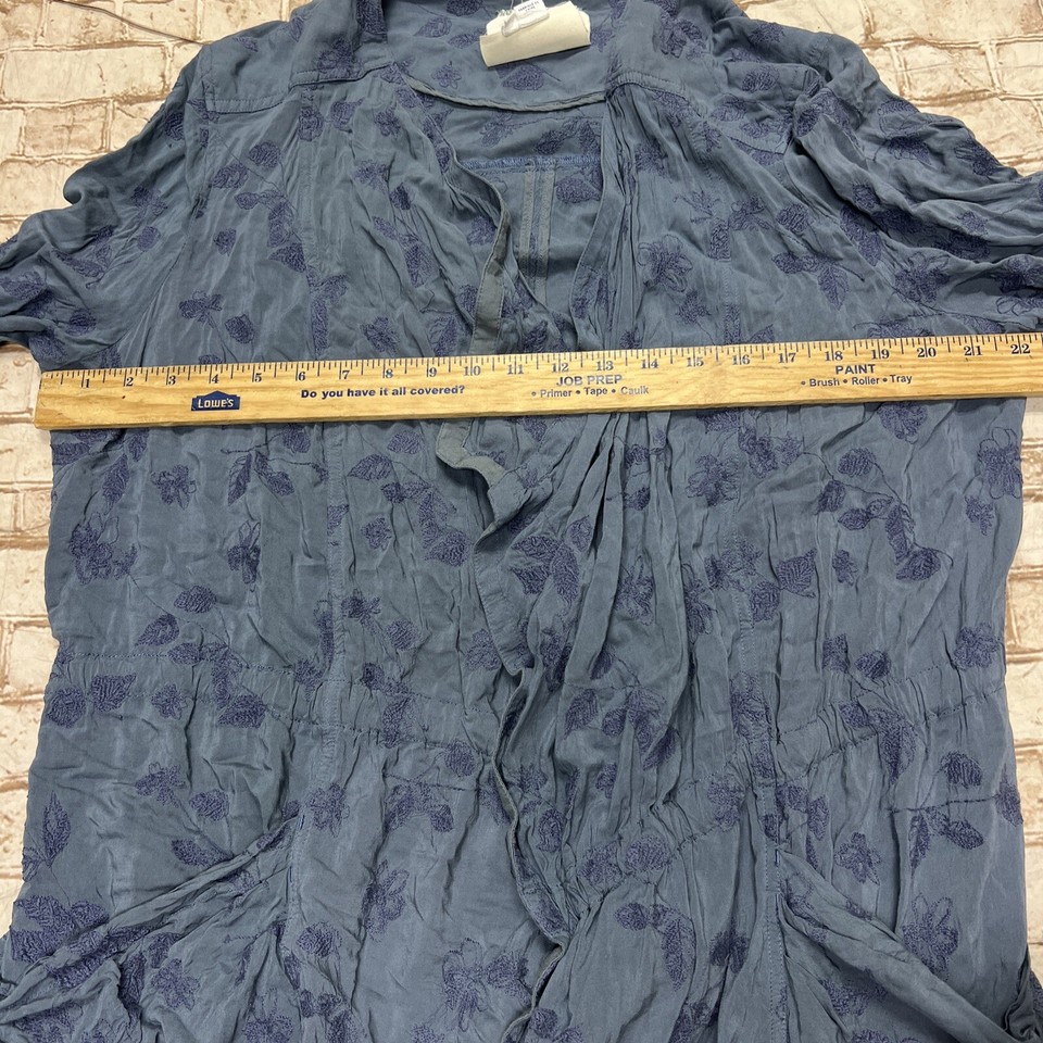 Anthropologie Jacket Size L Hei Hei Melita Utility Blue Embroidered