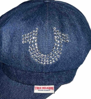 True Religion Horseshoe Logo Newsboy Hat Cap Dark Denim Blue  display picture 1