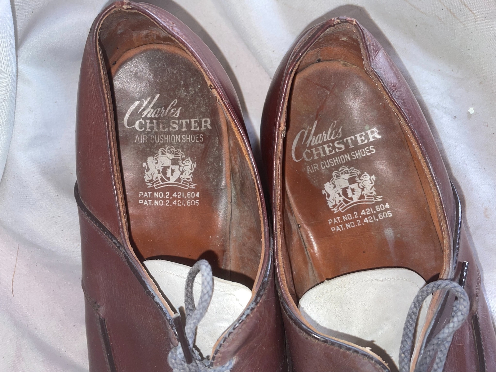 VTG 40 50 MEN 10 CHARLES CHESTER TU TONE BROWN WHITE LEATHER LACE