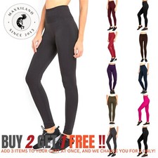 Women Fleece Lined Leggings Thick Winter Warm Solid High-Waist Brushed Thermal
