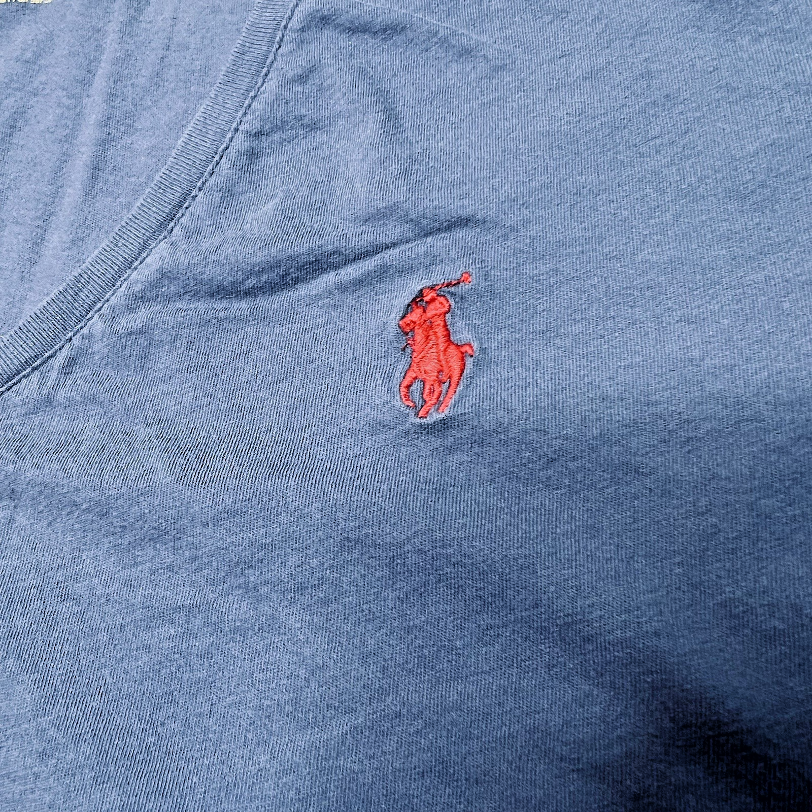 Polo Ralph Lauren T shirt bambino L manica corta acciaio blu con polo rossa pony