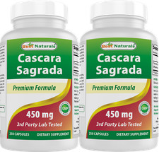 2 Pack Best Naturals Cascara Sagrada 450 mg 250 Capsules
