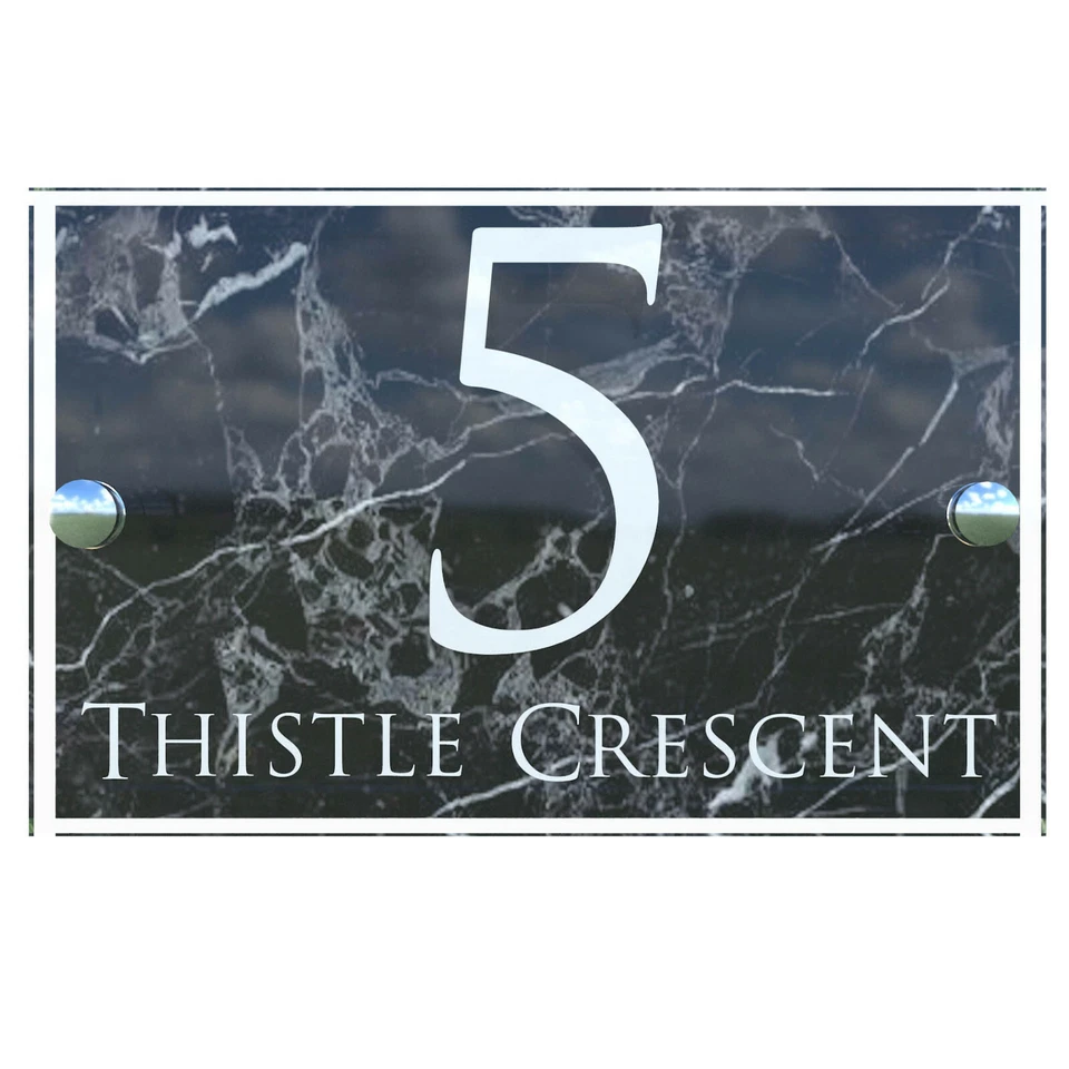 Contemporary Marble HOUSE SIGN / PLAQUE / DOOR / NUMBER / GLASS EFFECT ACRYLIC - Image 4 of 4