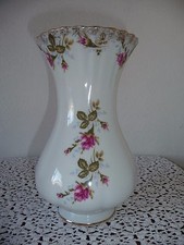 GOLD-EDGED CHODZIEZ PORCELAIN VASE-PINK ROSES  9" - BEAUTIFUL GIFT IDEA