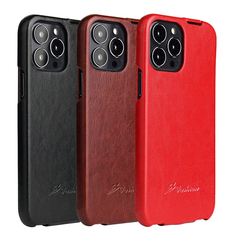For iPhone 17/16e/15/14/13/12/11 XR SE Vertical Flip Case PU Leather Pouch Cover - Image 3 of 4