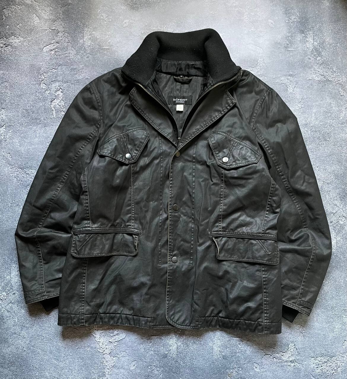 Giacca tascabile doppio strato archivio sbiadita Yves Saint Laurent vintage anni 90 tg 56