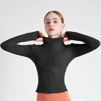 Long Sleeve Sports Jacket Women Zip Fitness Yoga Shirt Winter - Main Image
