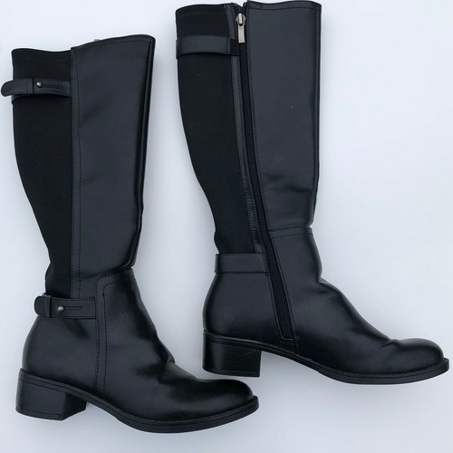 Franco Sarto Botas para mujer 6 m de longitud de alta de Cuero Negro  Cremallera Lateral | eBay