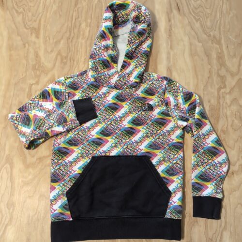 THE NORTH FACE Youth Printed Camp Pullover Hoodie sz Small (7/8) 3D Glitch Print - Picture 1 of 7