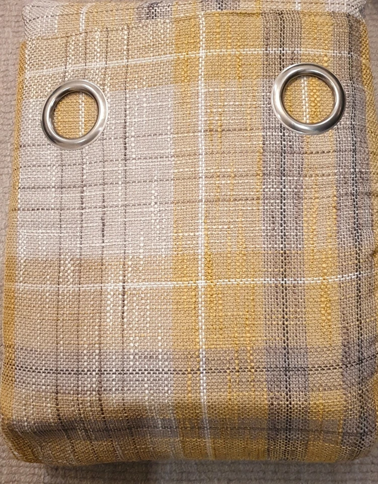 2 X PAIRS NEXT Ochre ASHLEY Check Fully Lined Eyelet Curtains 228x229cm £390 - Image 2 of 4