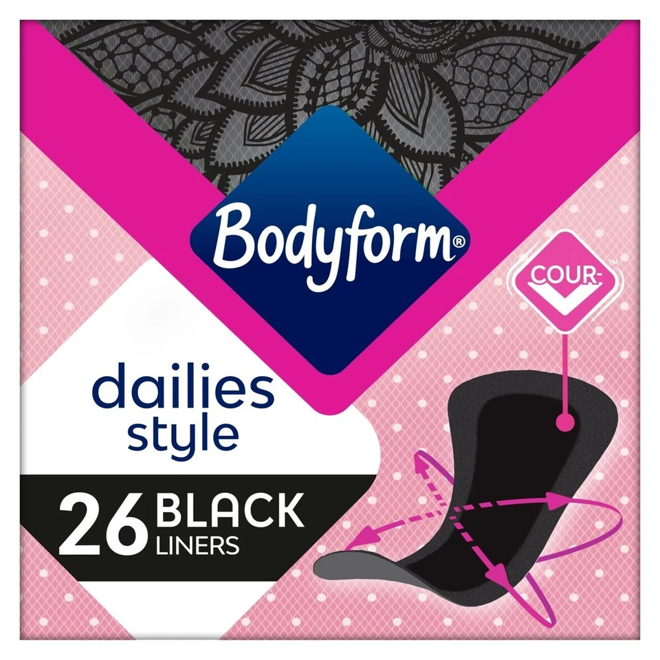 Bodyform Dailies schwarze normale Slipeinlagen 26 pro Packung