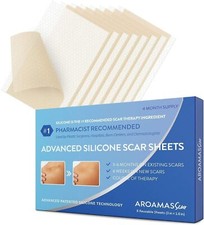 AROAMAS Silicone Scar Removal Sheets 3  x1.6  Pack of 8, 4 Month Supply, EXP 4/28