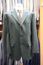 Piere Cardin Sakko Gr.52 grün Fischgrät Einreiher 3-Knopf -S222
