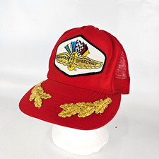 Vintage Indianapolis Motor Speedway Scrambled Eggs Patch Hat Trucker Red USA