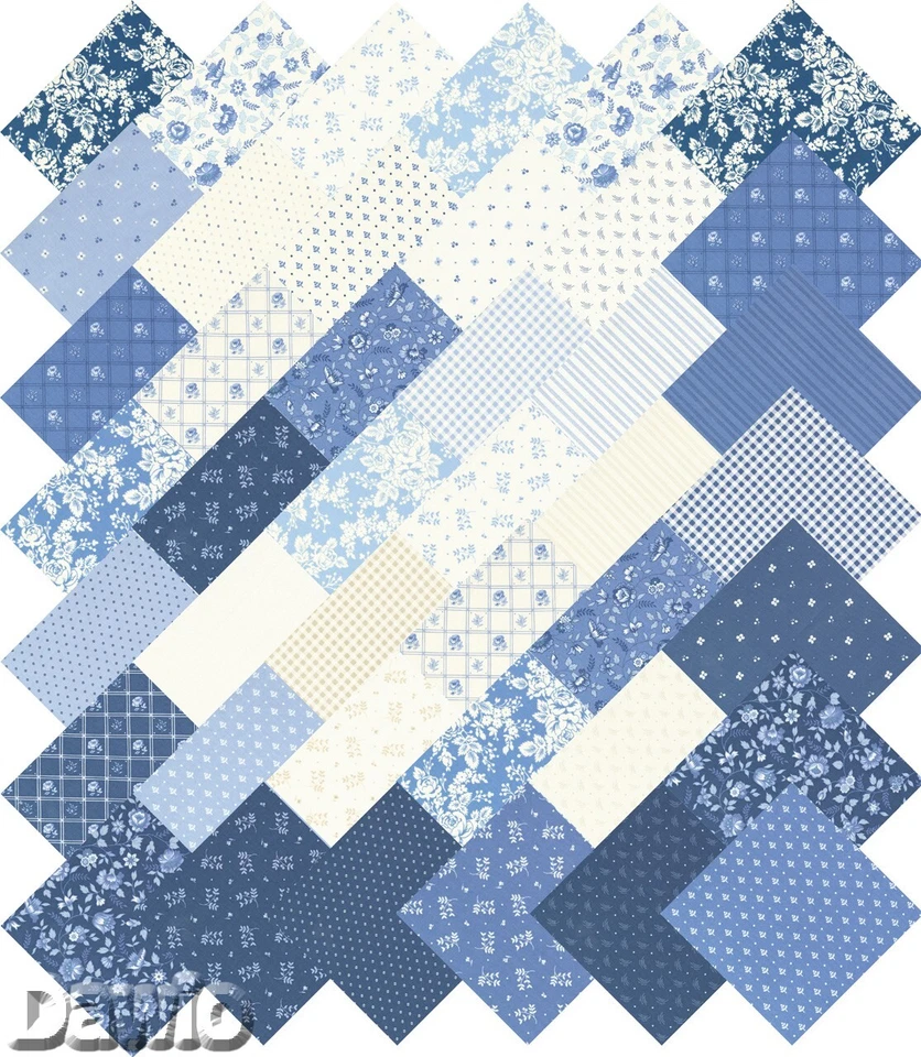 Charm Pack "Blueberry Delight" Blumen Patchwork Stoff Moda, 42 Scraps à 12,7cm - Bild 3 von 3