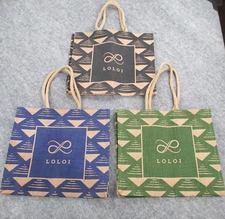 Loloi Jute Tote Shopping Bags Burlap Black Green Blue NEW
