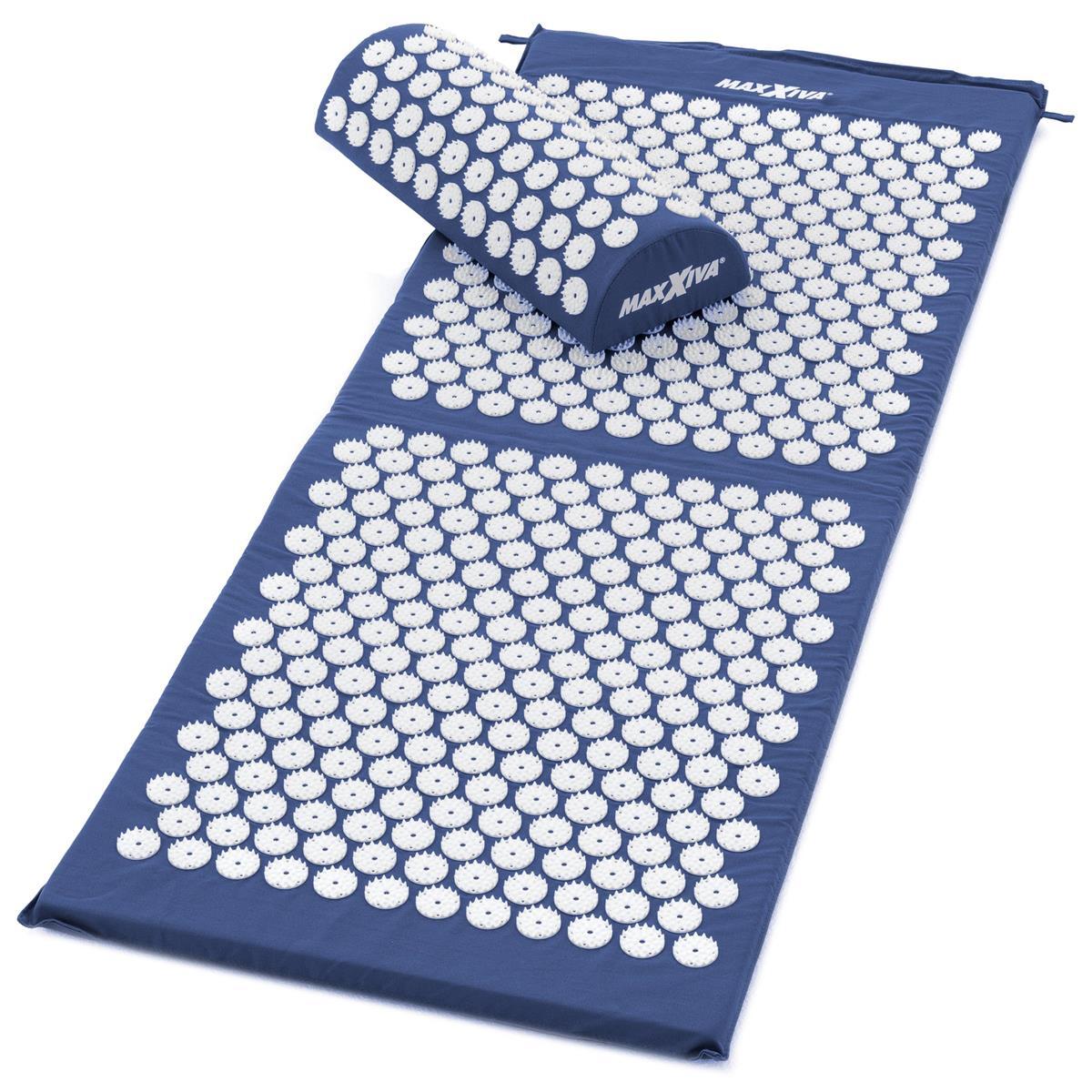MAXXIVA Akupressurmatte Set 130x50 cm mit Kissen Blau Yantramatte