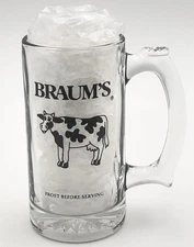 Braum’s Ice Cream Root Beer Float Restaurant Glass Mug 5” New Open Box