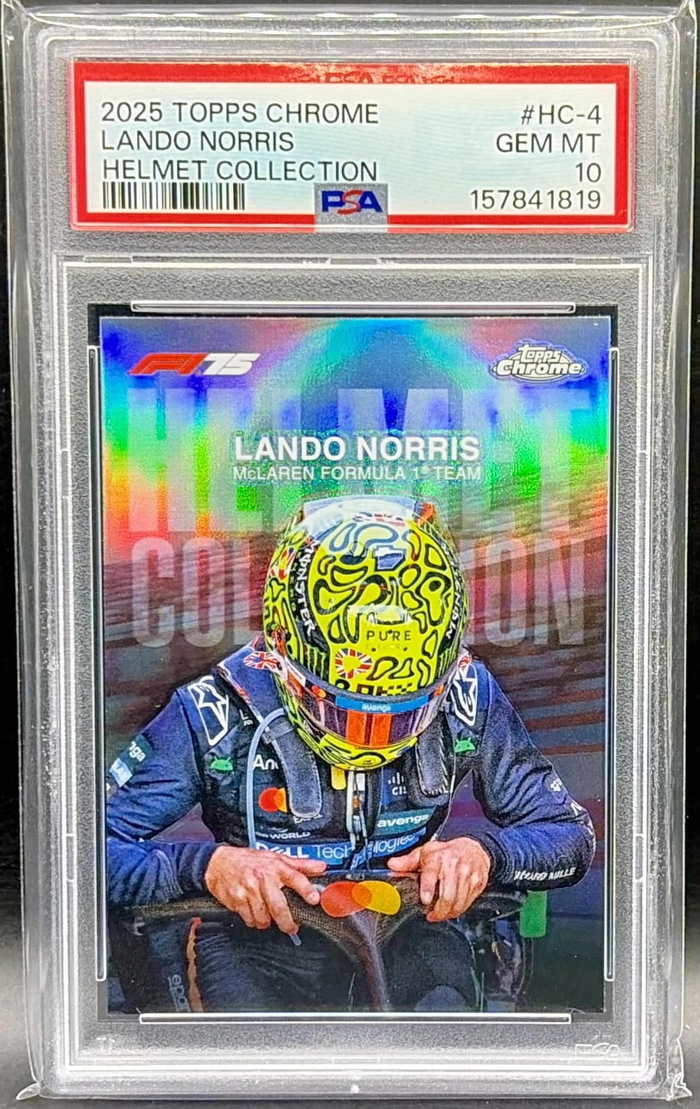 Lando Norris 2025 Topps Chrome F1 Helmet Collection PSA 10