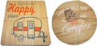 Set of 2 Different Wooden Bamboo Trivets(Round & Square)INSPIRATIONAL CAMPING,BW