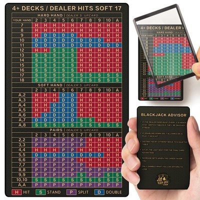 Blackjack Strategy Card - Metal Basic Strategy Blackjack Card with Magnifying...