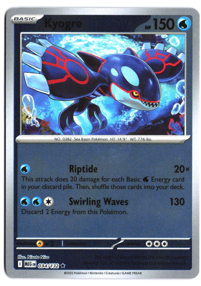 Kyogre #34 - Mega Evolution - Reverse Holofoil - Rare - Near Mint