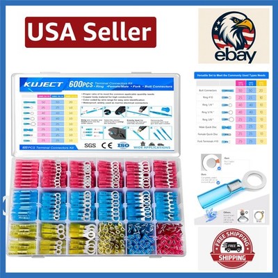 Multipurpose 600 PCS Heat Shrink Connector Kit for Automotive & Marine Projects