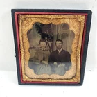 Antique Victorian Cased Photo Couple Tintype Ambrotype Gilt Mat 19th C