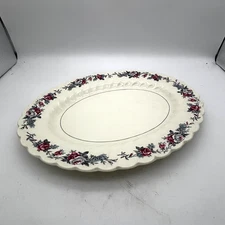 Vtg Myott Olde Chelsea Debutante England Oval Serving Platter Floral Scalloped