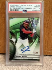 2025 Topps Chrome Black James Wood Green Refractor Auto /99 PSA 8 RC Nationals