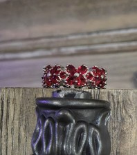 New 925 Sterling Silver Red Ruby Eternity Band Ladies Ring Size 6.5