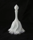 Fenton white milk glass swirl bell with clear edging