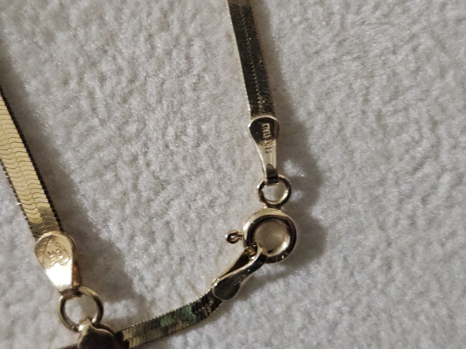 14k Solid Gold Herringbone Necklace Bracelet Yell… - image 5