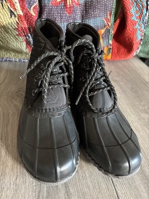 Magellan Duck Boots Black Closed Toe Lace Up Casual Walking Shoes women Size 8 