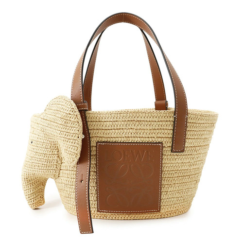 Loewe Elephant Basket Bag Small Raffia Leather A546T37X01 Handbag #TZB3851