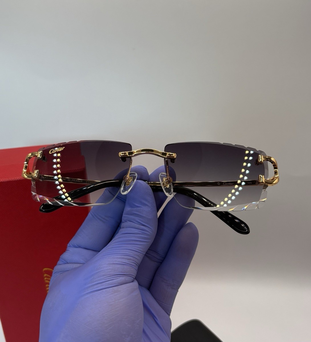 y*c様 か*様 y*c様 Cartier サングラス ゴールドフレーム Cartier Big C Diamond Cut Frameless BLACK Lens Gold Frame | eBay