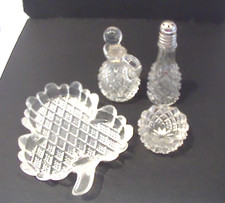 VINTAGE PRESSED GLASS CHILDS 5 PIECE CONDEMENT SET