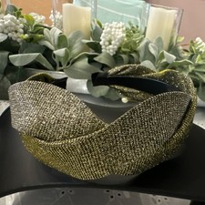 Gold Metallic Twisted Headband for Women with Glitter Accent