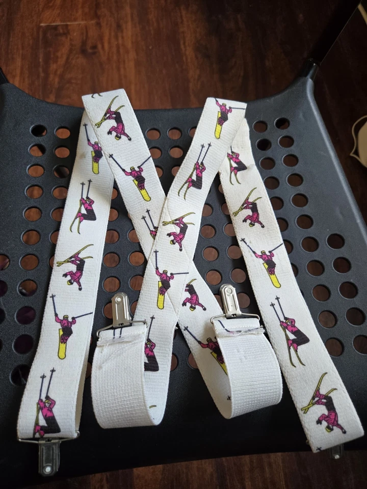 Tirantes ajustables elásticos blancos esquiador 41” de metal a cierre de metal Foto 3 de 3