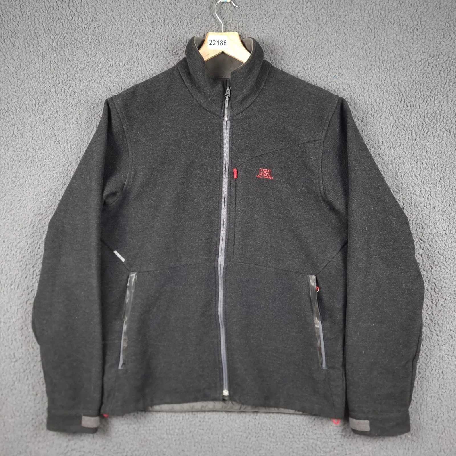 HELLY HANSEN Jacket Mens M Medium Black Wool Blend Windbreaker Bomber Full Zip