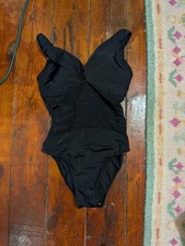 Newport News Vintage Black 90s Gothic Swimsuit Mesh Panel One Piece Size 8/10