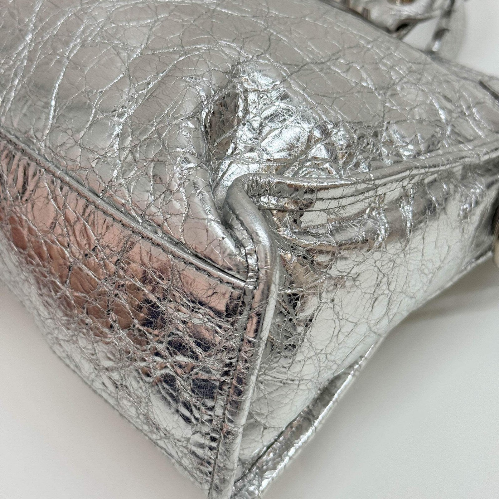 BALENCIAGA Mini City Silver Leather Bag thumbnail 11