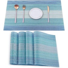 Placemats Set of 4,Vinyl Table Place Mats Stain Resistant Foldable Placemats