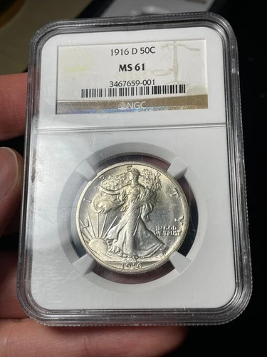 1916-D NGC MS61 Walking Liberty Half Dollar Mint State Tougher Coin