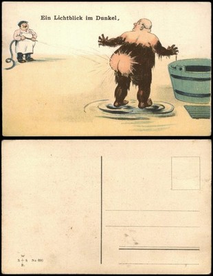 Postcard a bright spot in the dark - humor joke Moorbad 1910