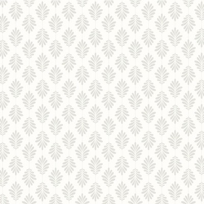 York Wallcoverings Pre-pasted Leaflet Wallpaper Roll   White/Gray   27 L x 27 W